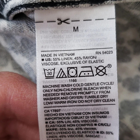 Old Navy Cami Sundress Mini Animal Print Linen Blend Black Tan White Ruffle Hem - Picture 12 of 14